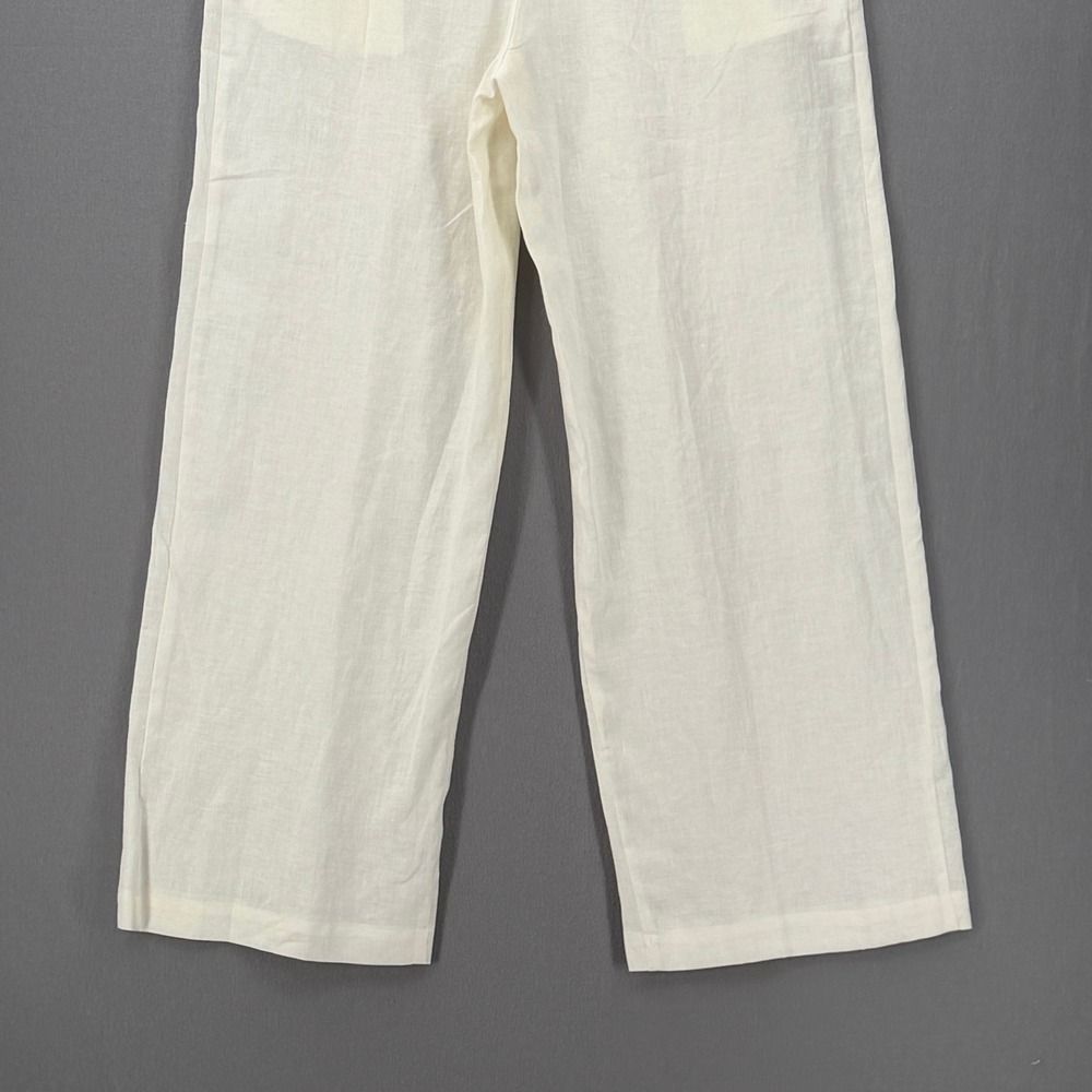 ENZA COSTA Linen Resort Pants Women XL Undyed Off White Wide Leg Drawstring - Picture 9 of 16